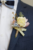 Apricot Prom Wrist Corsage und Herren Boutonniere für die Hochzeit