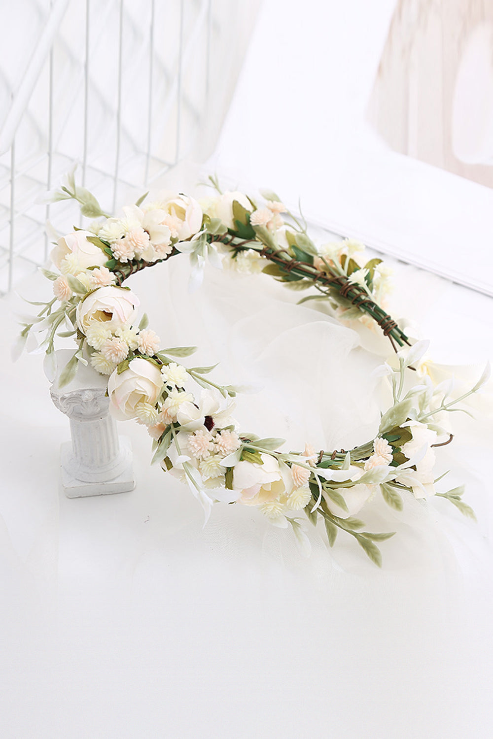 Blush Kamelie Blumenkrone Braut Hochzeit Stirnband