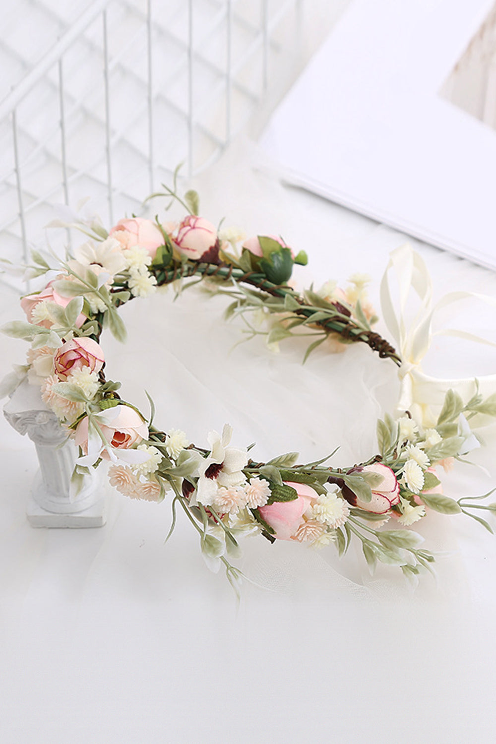 Blush Kamelie Blumenkrone Braut Hochzeit Stirnband