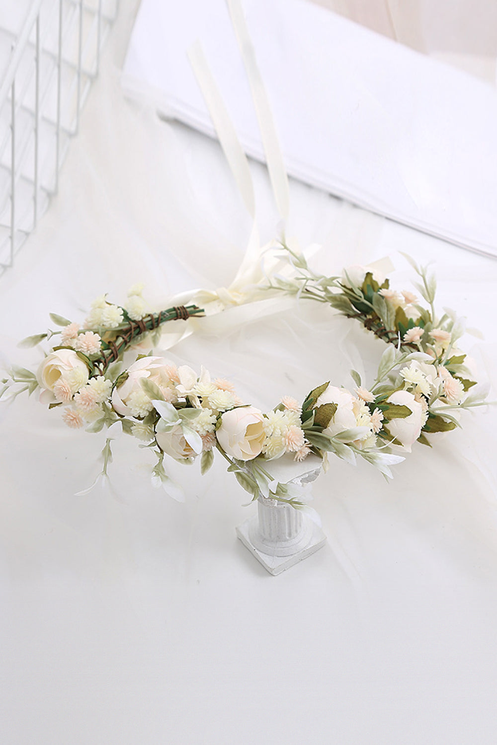 Blush Kamelie Blumenkrone Braut Hochzeit Stirnband