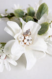 Weißer Blumen Hochzeit Stirnband Haarkranz mit Band