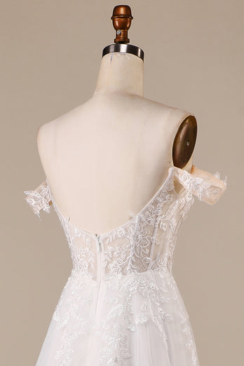 Elfenbeinfarbenes Abnehmbares Schulterkorsett aus Tüll Brautkleid