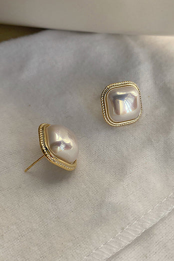 Vintage Quadrat Perle Ohrringe
