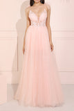 Glitzerndes rosa langes Ballkleid