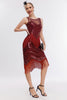 Laden Sie das Bild in den Galerie-Viewer, Fransen Rotes glitzerndes Kleid aus den 1920er Jahren mit Accessoires Set