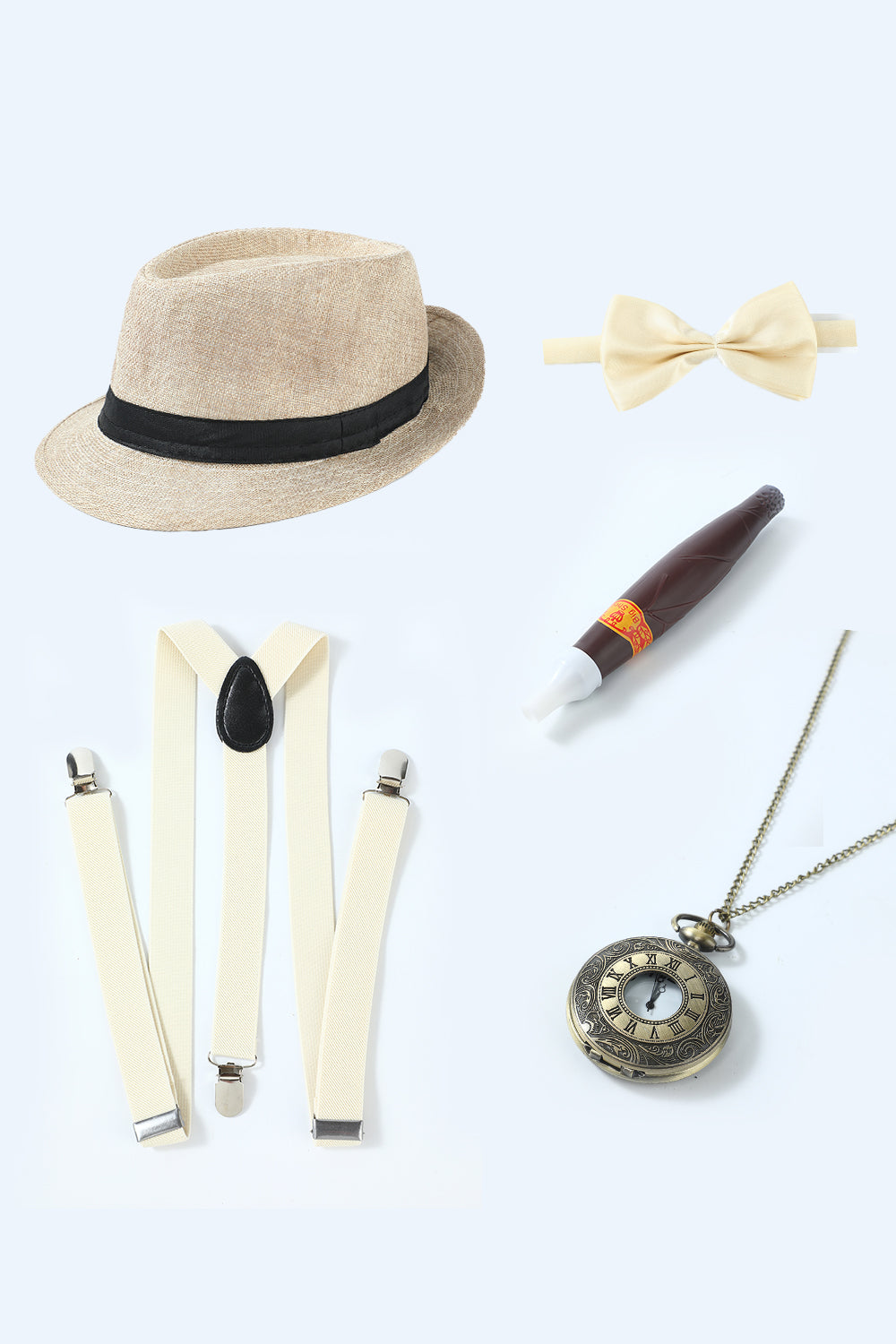 Weißes 1920er Jahre Accessoires Set für Herren