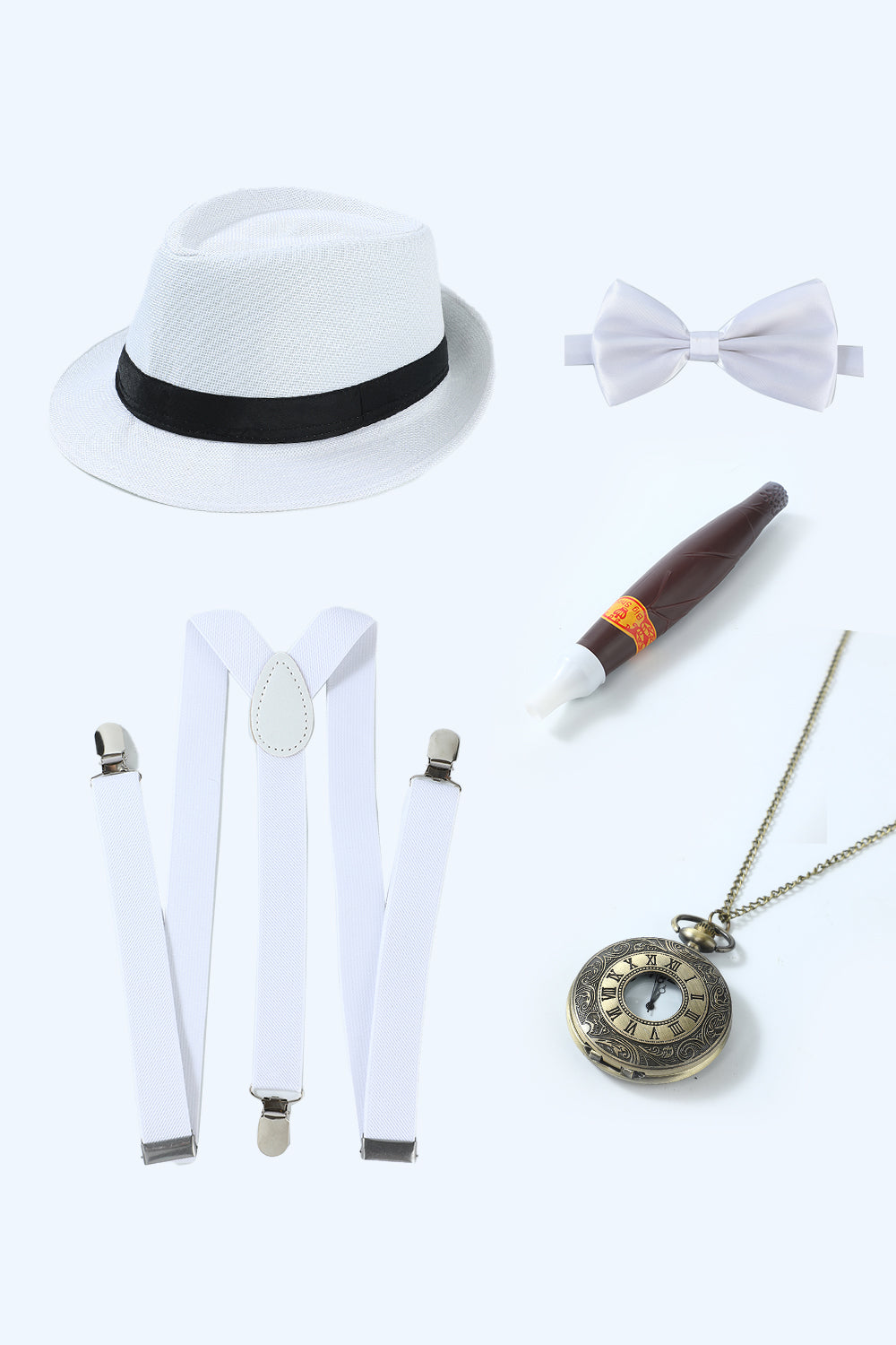 Weißes 1920er Jahre Accessoires Set für Herren