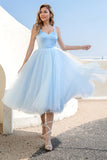 Himmelblaues Tüll Cocktailkleid