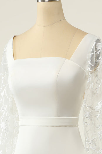 Weiße Meerjungfrau Langärmel Brautkleid