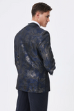 Dark Navy Jacquard Schal Revers Herren Ballblazer