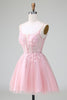 Laden Sie das Bild in den Galerie-Viewer, Prinzessin Rouge Tüll A-Linie Kurzes Homecoming-Kleid mit Applikation