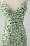 Glitzerndes grünes, figurbetontes kurzes Homecoming-Kleid mit Pailletten und Schnürung