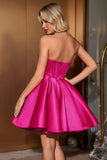 Niedliches A Line Sweetheart Korsett Fuchsia Homecoming Kleid mit Perlenstickerei