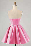 Niedliches A Line Sweetheart Korsett Fuchsia Homecoming Kleid mit Perlenstickerei