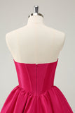 Fuchsia A Line Sweetheart Korsett Satin Süßes Homecoming Kleid