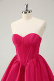 Fuchsia A Line Sweetheart Korsett Satin Süßes Homecoming Kleid