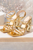 Glitzer Golden High Heels Ballsandalen