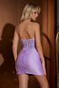 Laden Sie das Bild in den Galerie-Viewer, Lila Korsett Kurzes, figurbetontes Homecoming-Kleid mit Stickerei