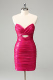 Fuchsia Bodycon Sweetheart Keyhole Kurzes Homecoming-Kleid