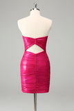 Fuchsia Bodycon Sweetheart Keyhole Kurzes Homecoming-Kleid