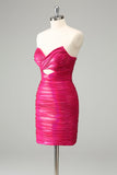 Fuchsia Bodycon Sweetheart Keyhole Kurzes Homecoming-Kleid