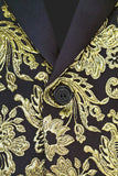 Goldener Jacquard-Blazer mit gekerbtem Revers für Herren