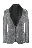 Glitzernder grauer Schal-Revers Slim Fit Herren-Ballblazer