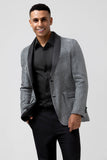 Glitzernder grauer Schal-Revers Slim Fit Herren-Ballblazer