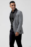 Glitzernder grauer Schal-Revers Slim Fit Herren-Ballblazer