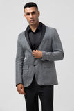 Glitzernder grauer Schal-Revers Slim Fit Herren-Ballblazer