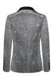 Glitzernder grauer Schal-Revers Slim Fit Herren-Ballblazer