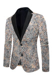 Herrenblazer mit Leopardenmuster und gekerbtem Revers