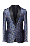 Marineblauer formeller Blazer für Herren mit Print