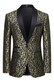 Goldener Jacquard-Schal-Revers Herren-Blazer