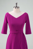 Grape Purple Asymmetrisches Cocktailkleid mit halben Ärmeln