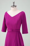 Grape Purple Asymmetrisches Cocktailkleid mit halben Ärmeln