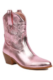 Goldene Western-Cowgirl-Stiefel mit kleinem Absatz und goldenem Tiefabsatz