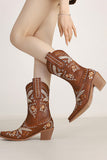 Schwarze bestickte Cowgirl-Stiefeletten mit Chuncky Heel