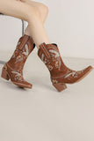 Schwarze bestickte Cowgirl-Stiefeletten mit Chuncky Heel