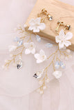 Fairy White Keramik Blume Braut Ohrclips