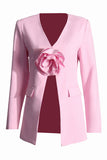 Eleganter rosa 3D-Blumenblazer für Damen