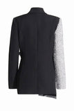 Silber Schwarz Peak Revers Slim Fit Damen Blazer