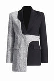 Silber Schwarz Peak Revers Slim Fit Damen Blazer