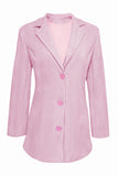 Glitzer Rosa Gekerbtes Revers Damen Blazer