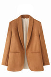 Casual Camel Shawl Revers Offen Front Damen Blazer