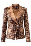 Leopard Print Peak Revers Langarm Damen Blazer