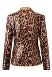 Leopard Print Peak Revers Langarm Damen Blazer