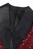 Glitzernder burgunderroter Bodycon Maxi Damenblazer