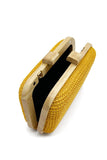 Gelbe handgemachte Clutch aus Holz