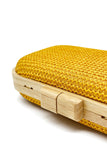 Gelbe handgemachte Clutch aus Holz